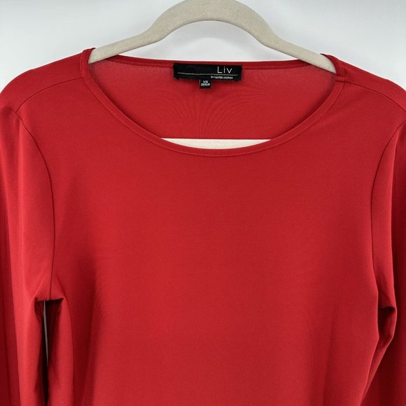 Liv by Habitat Clothes Red Solid Knit Long Sleeve Tee Size XS - Picture 2 of 4